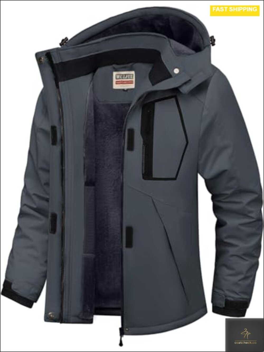 Waterproof Ski Jacket Fleece Lined Winter Coat Windproof Hooded